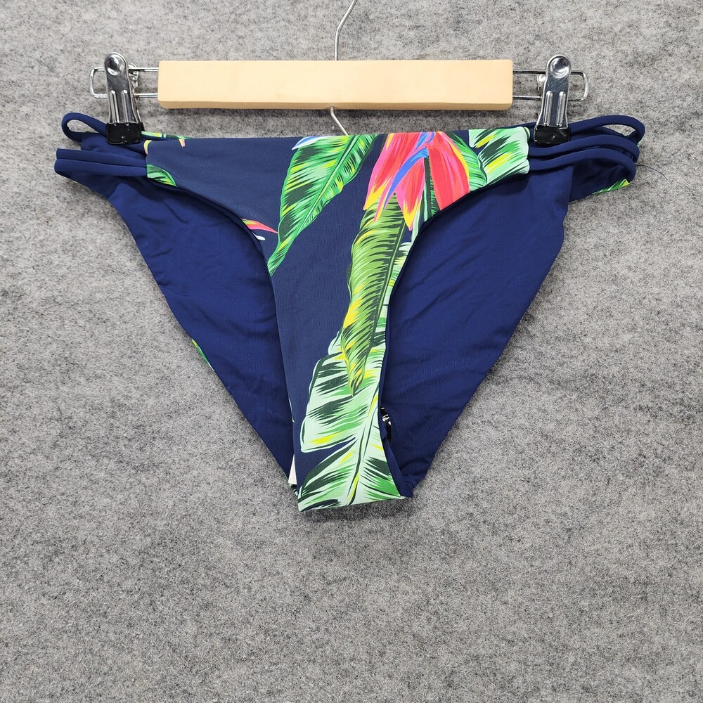 Tini Bikini Swimwear Bottom Womens XL Blue Floral Reversible